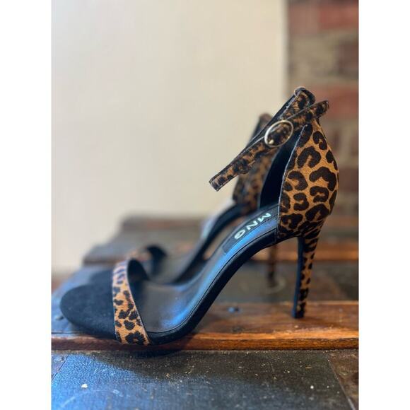 NWT MANGO MNG Cheetah Pony Hair High Heels Stappy Sandals - Picture 3 of 7